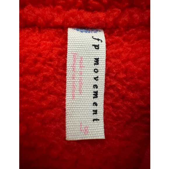 FP Movement Free People Hit The Slopes Fleece Pullover Sz L Snap Front Red Boxy - Picture 5 of 12